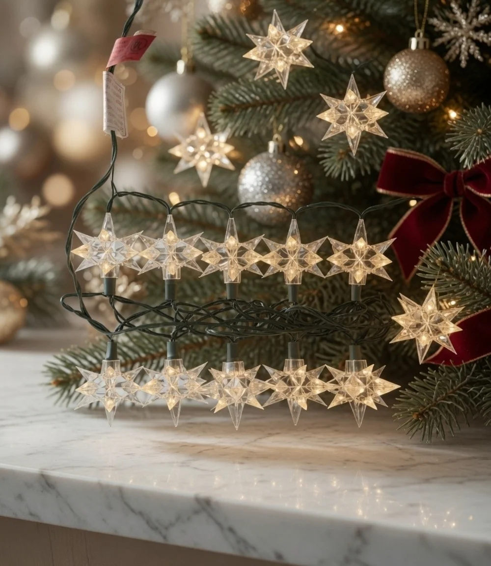 Vintage Hofert's 10-Light Sparkle Star Decor Styled String Lights Original NIB